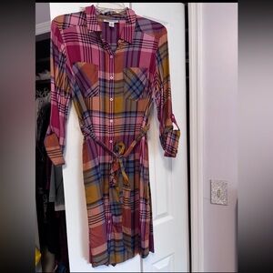 Motherhood Maternity Plaid Dress -Warm Fall Colors- M- Perfect for Thanksgiving